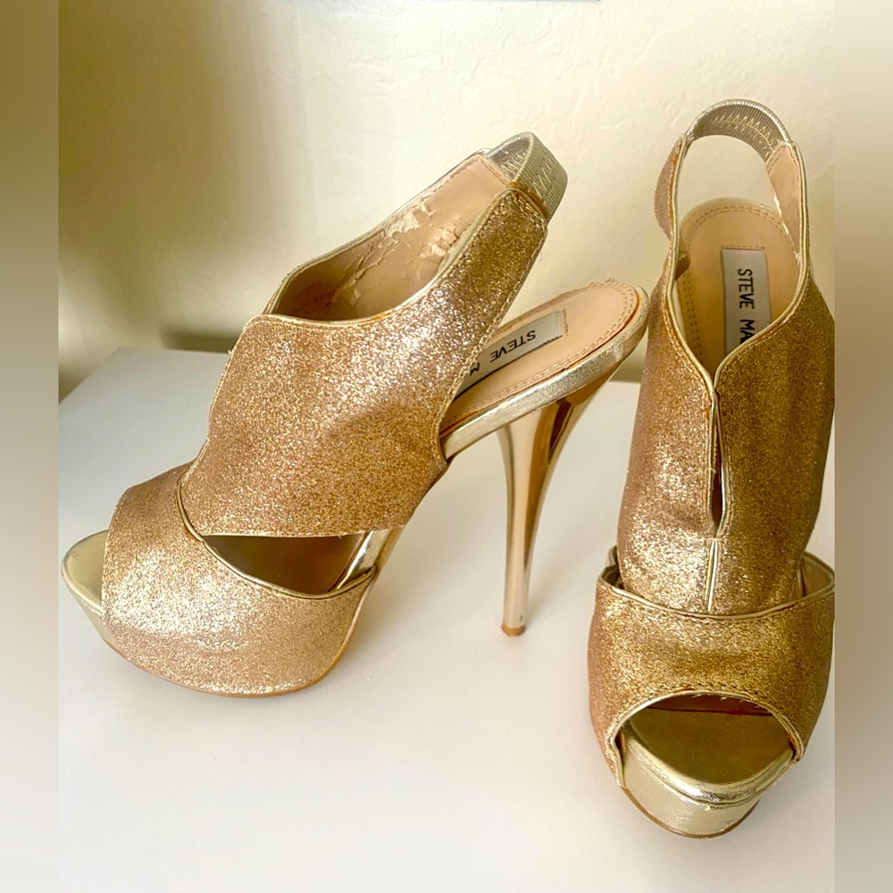 Gold sparkly Steve Madden platform high heels